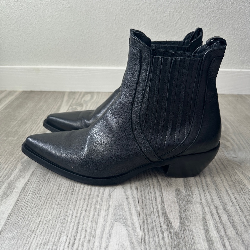 Emanuele Crasto Black Leather Western Ankle Boots 40 9 - Picture 5 of 14